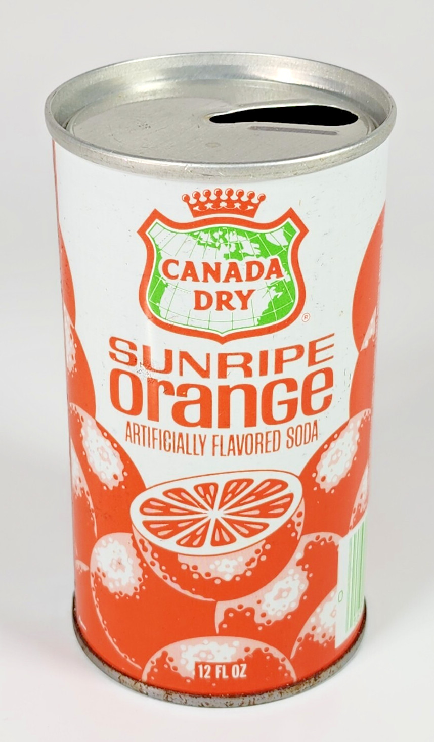 Vintage Straight Steel Canada Dry Sunripe Orange Soda Pop Can Maywood IL