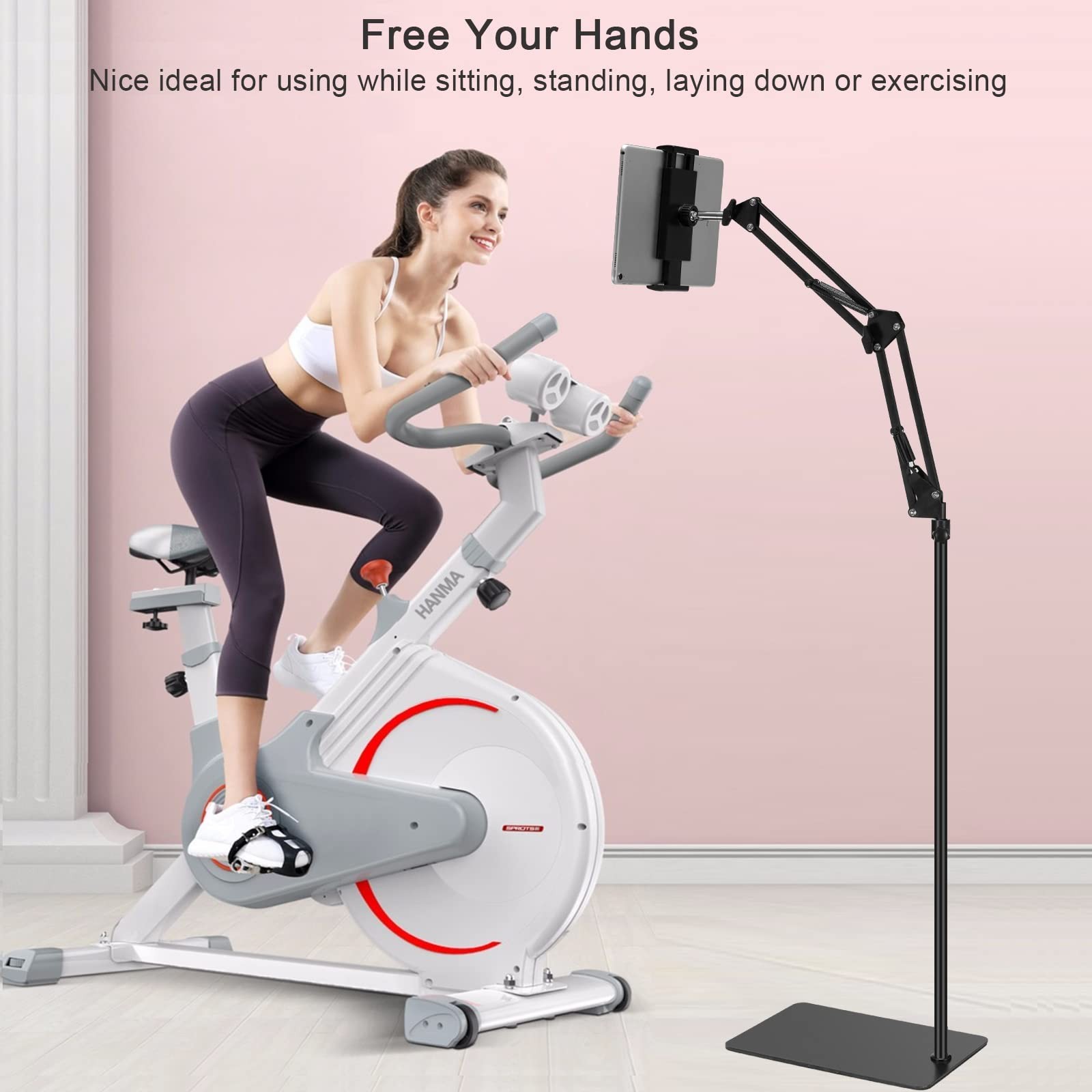 Tablet Floor Stand, Adjustable Universal 360-degree Rotatable Metal Tablet Ho...