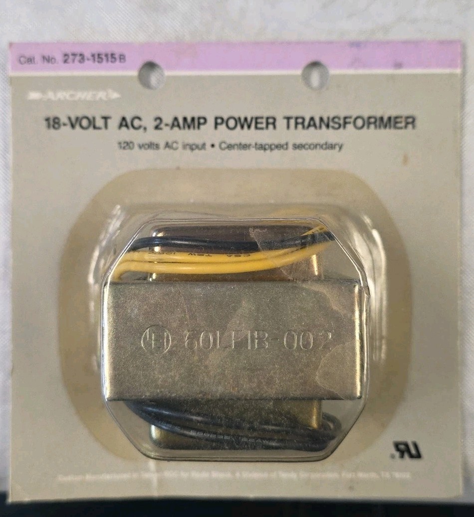 Archer 60LEIB-002 Power Transformer 18 Volts 2A 120 Volt / Cat. No 273-1515B