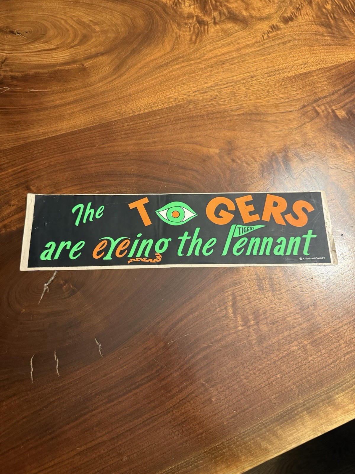 Rare 1968 Detroit Tigers Pennant Fever Bumper Sticker WORLD SERIES CHAMPIONS