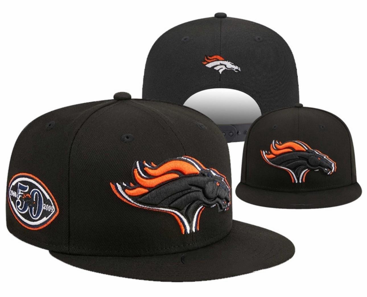 Denver Broncos Snapback Hat Black Adjustable Flat Brim Football Cap