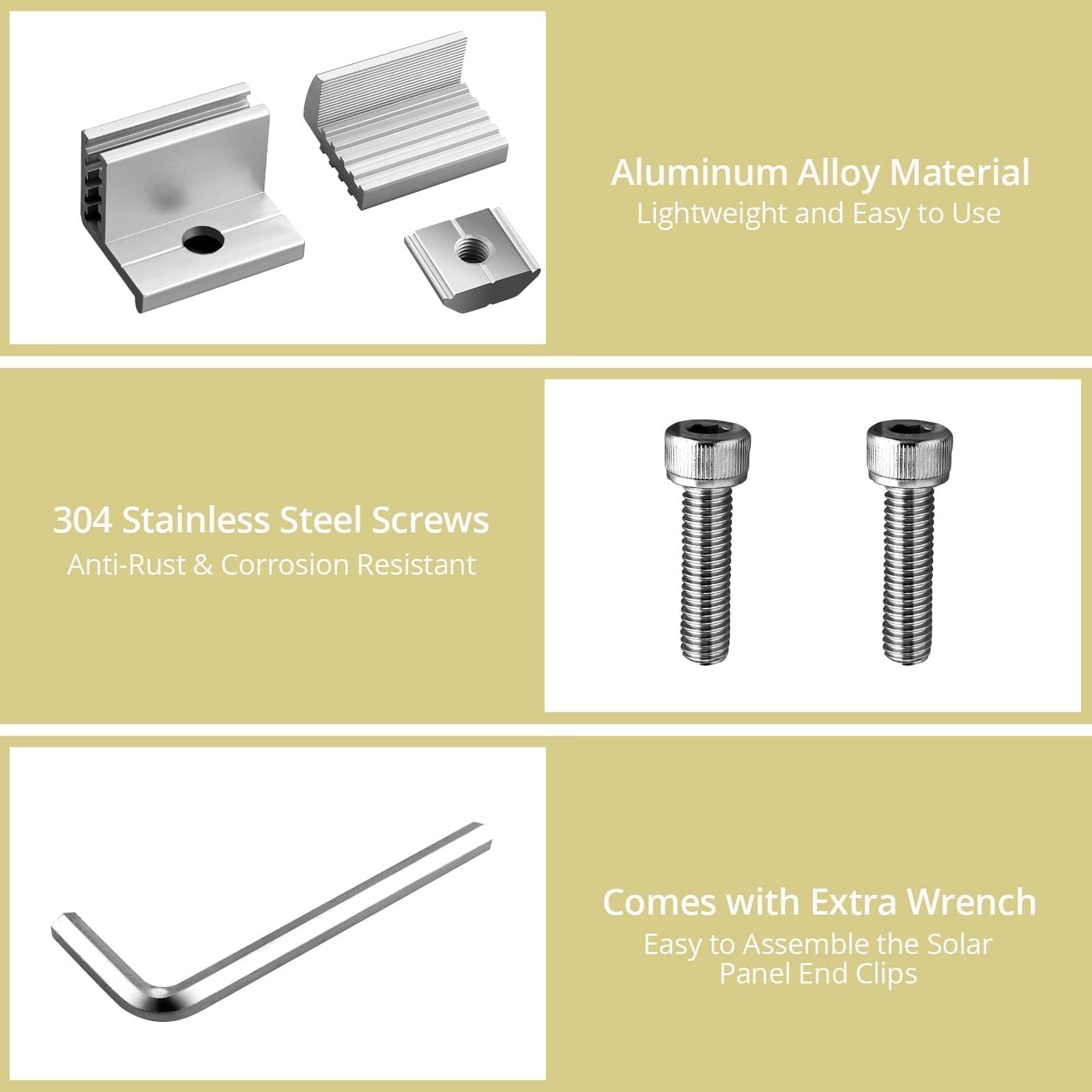 Solar Panel Mounting Brackets 30-50mm Adjustable, 10pcs Aluminum Solar Panel ...