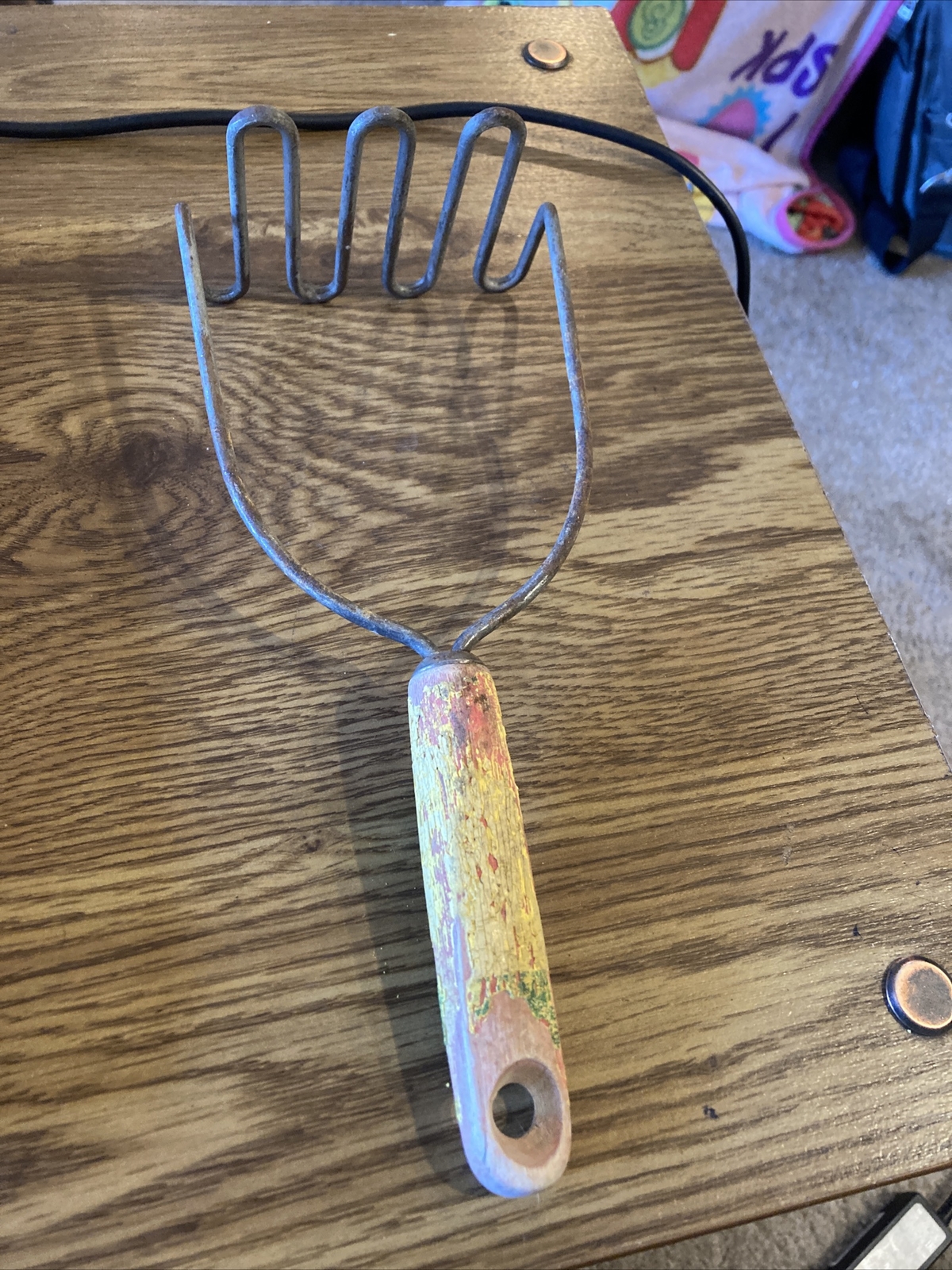 Rustic Primitive Potato Masher,  Wood  Handle