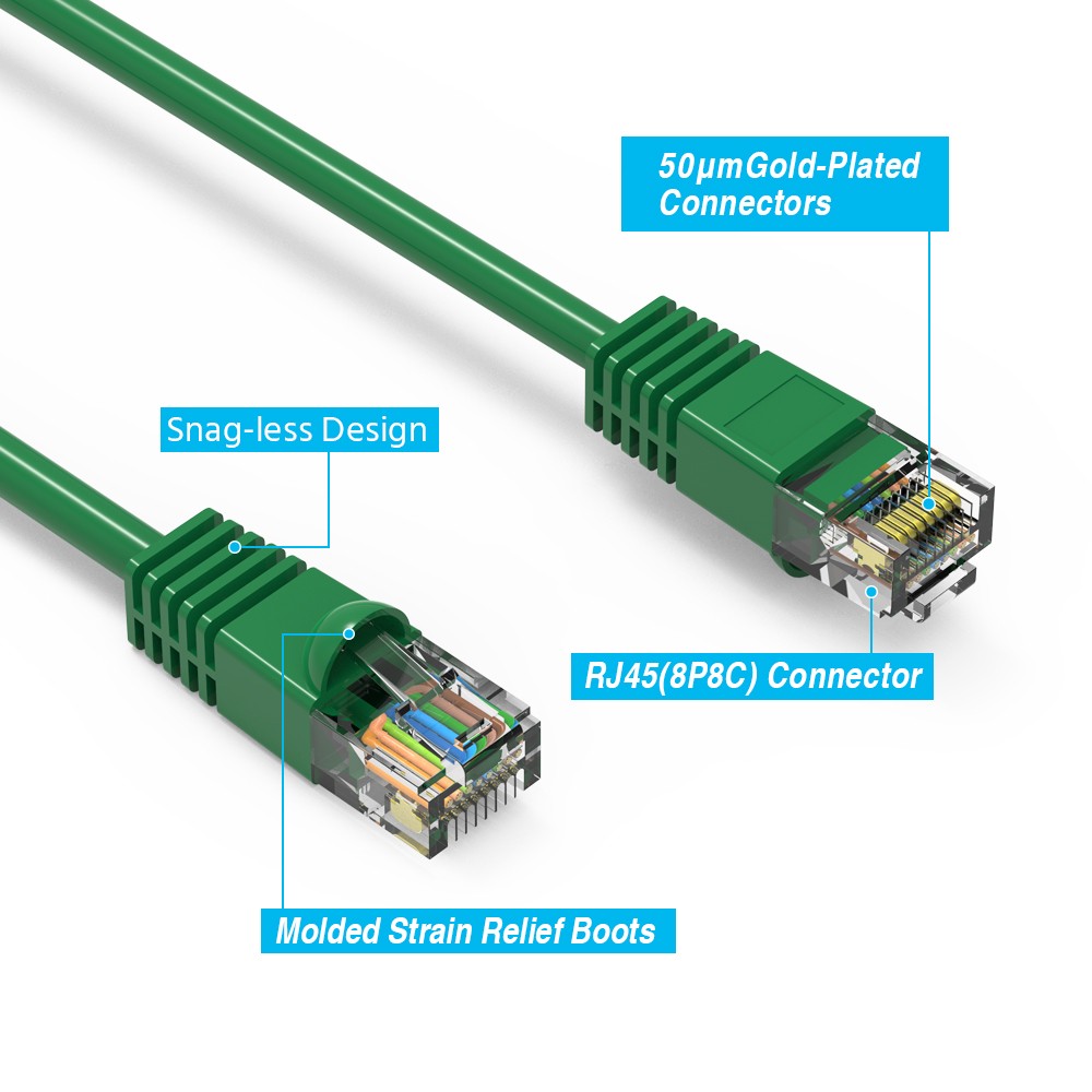 20Ft CAT5E UTP Ethernet Network Booted Cable Green