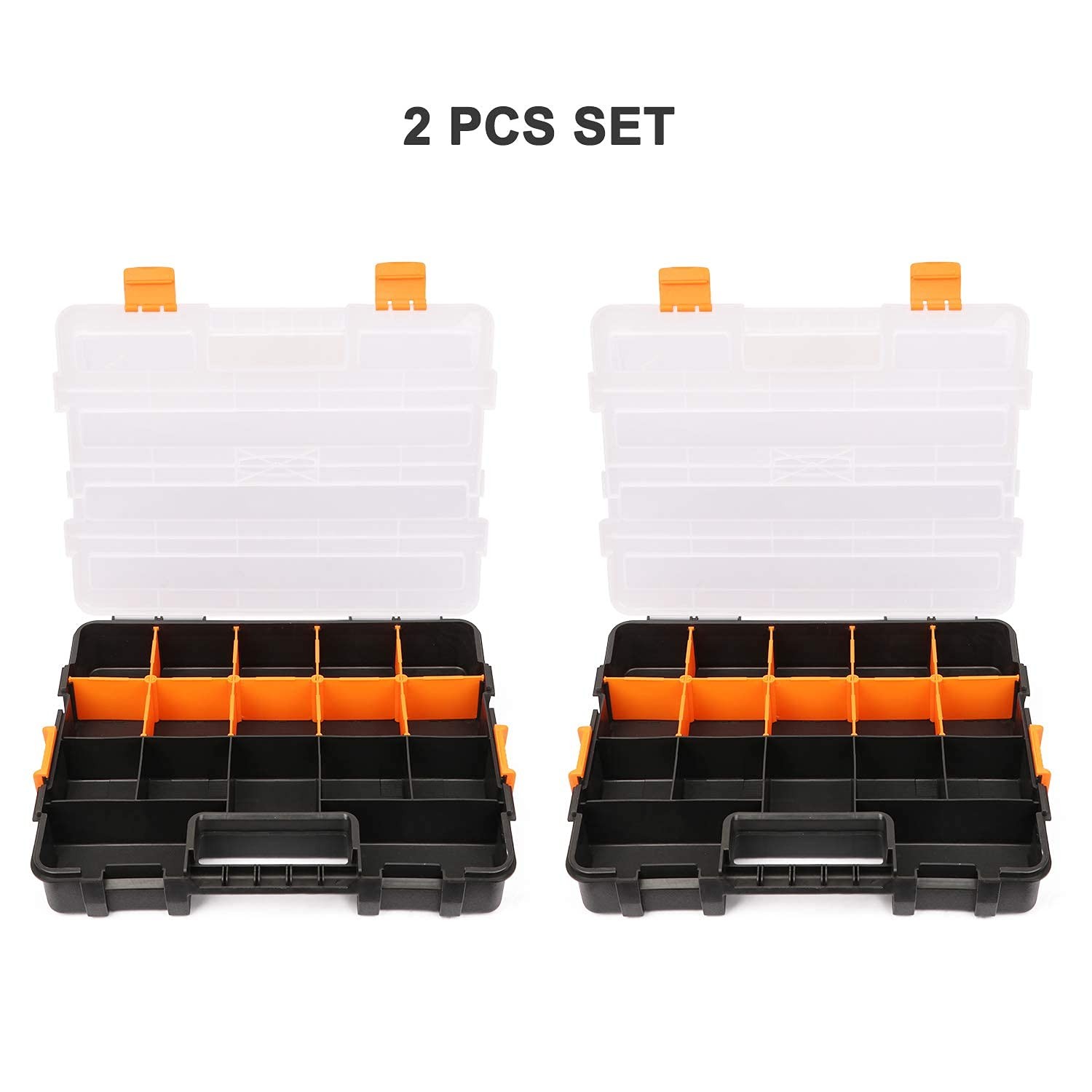 Makitoyo Tool Box Organizers, Interlocking Black 2 PCS Set Toolbox, Orange