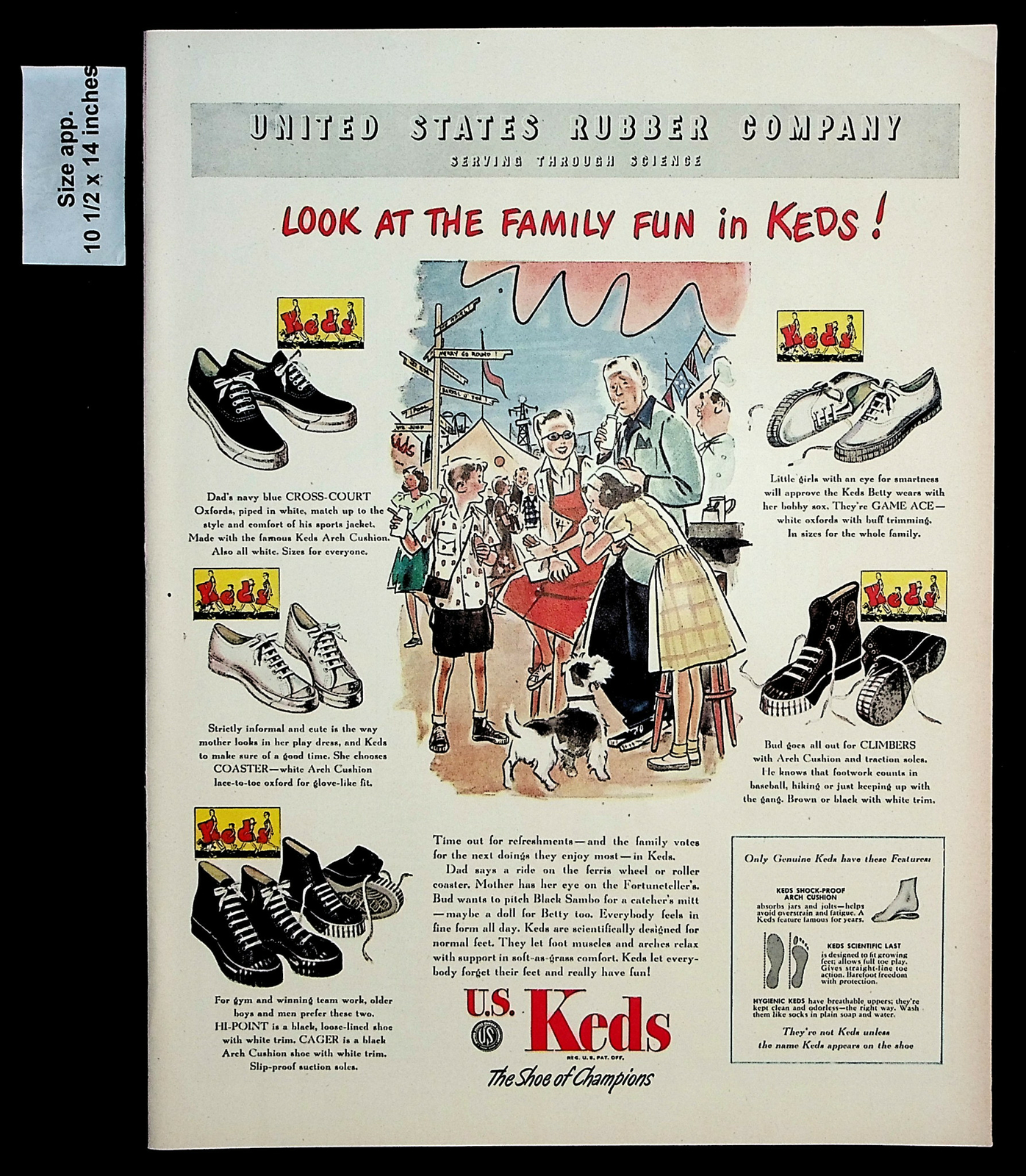 1947 U.S. Keds Shoe of Champions Family Fun Rubber Vintage Print Ad 30579