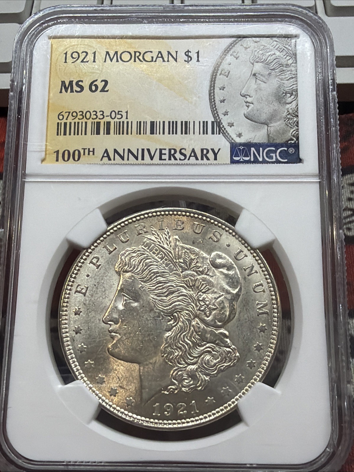 1921 Morgan silver dollar NGC MS62
