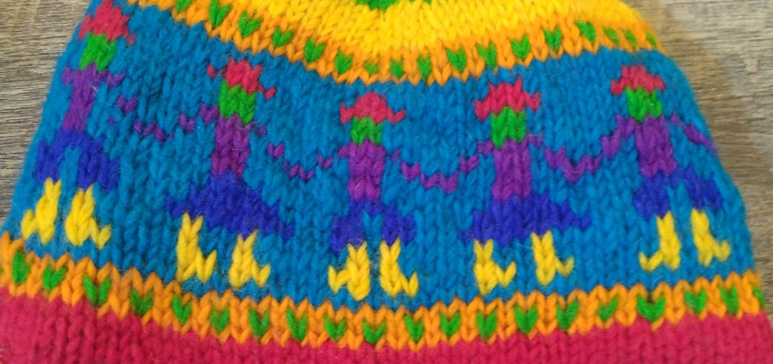 Peruvian 100% Wool Hat Multicolor Chullo Hat Ear Flap Rainbow Boho Granola Braid