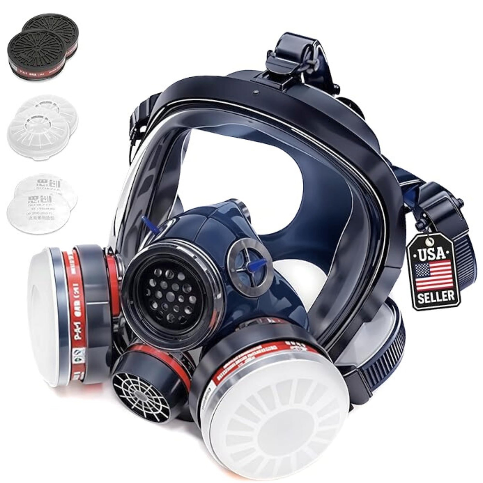 Full Face Organic Vapor Respirator Protective Eye & Nose Shield With Antifog Hea