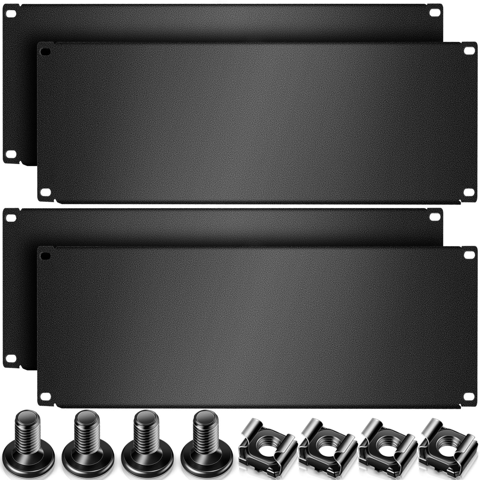 4 Pcs 4U Blank Rack Mount Panel Spacer Metal Blank Panel Black Server Rack Ac...