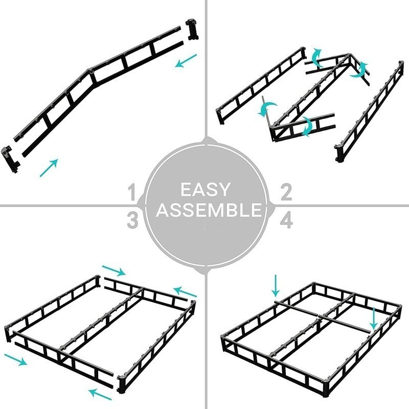 Sturdy Metal Box Spring Full Bed Easy Assembly Silent Design Support 3500lbs New