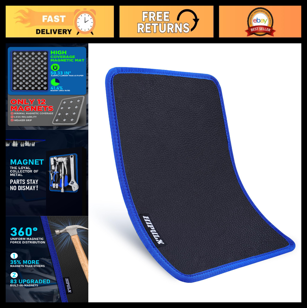 Heavy Duty Magnetic Tool Mat - 40 LBS Parts Holder, Non-Slip Organizer for Garag