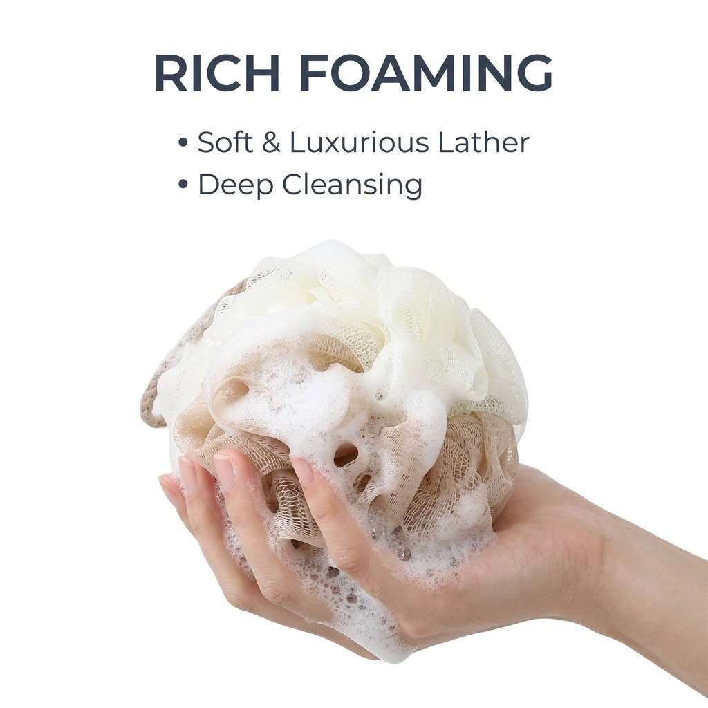 Large Soft Loofah Bath Sponge Cute Rich Foam Shower Ball Bath Flower