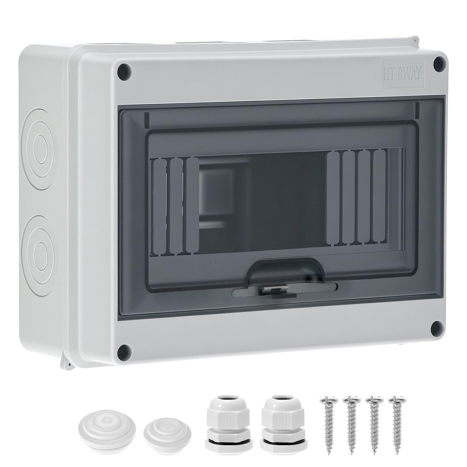 QWORK 8 Way Circuit Breaker Box MCB Distribution Board IP65 Waterproof