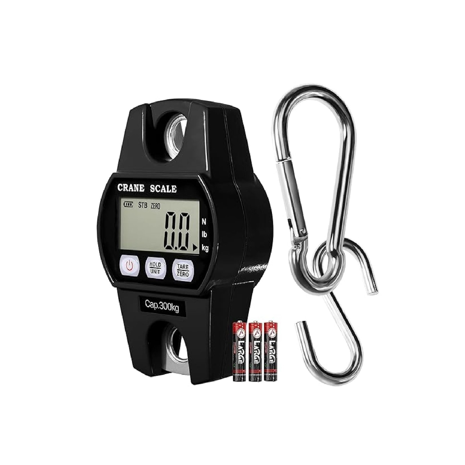 High Precision Hanging Scale 660lb Capacity Heavy Duty Backlit LCD Black