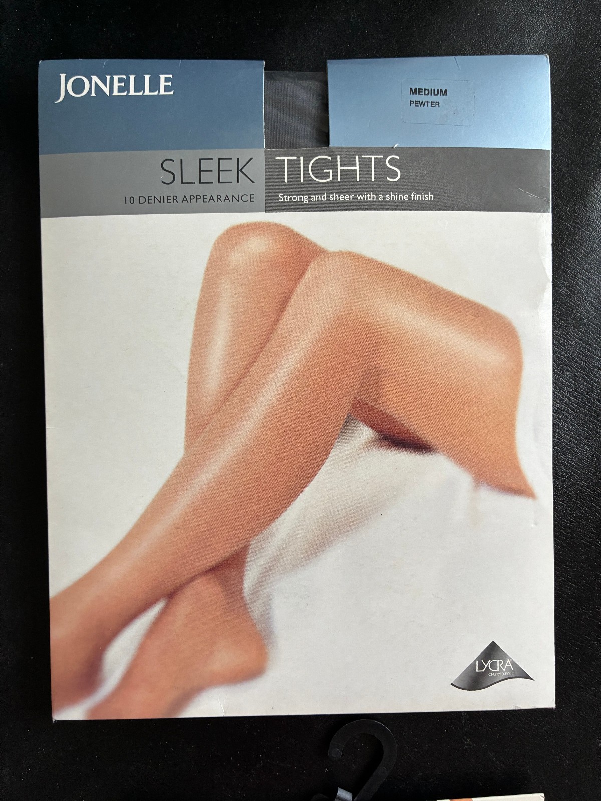 One Pair of Jonelle Tights Pantyhose Medium, Pewter, Sleek, 10 Denier Appearance
