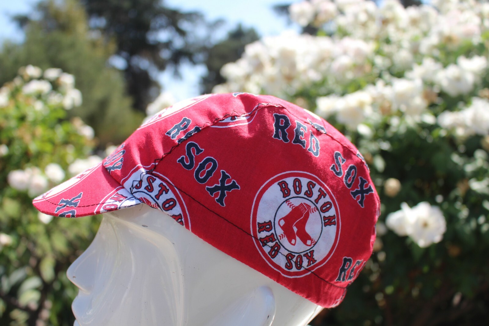 REVERSIBLE CYCLING CAP BOSTON RED SOX  HANDMADE IN USA   S M L