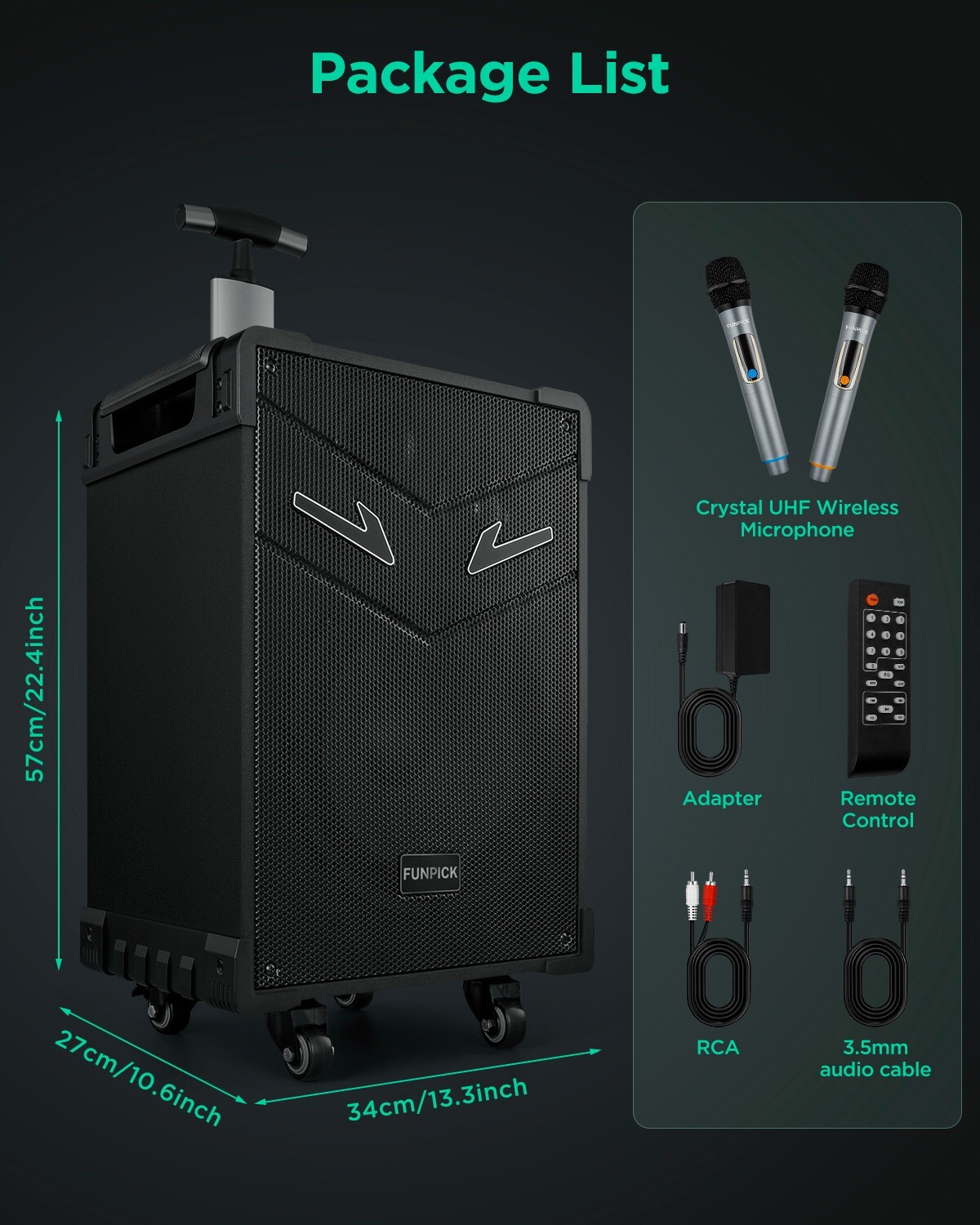 Karaoke Machine - Bluetooth Speaker with Wireless Microphone