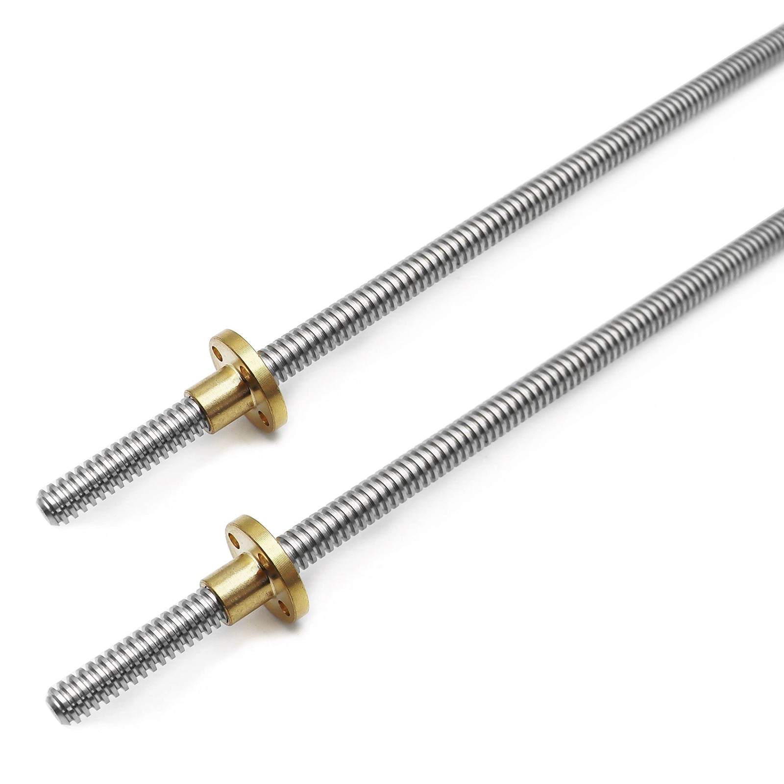 2pcs 400mm Tr8X2 Lead Screw with T8 Brass Nut for 3D 400mm, Silver and