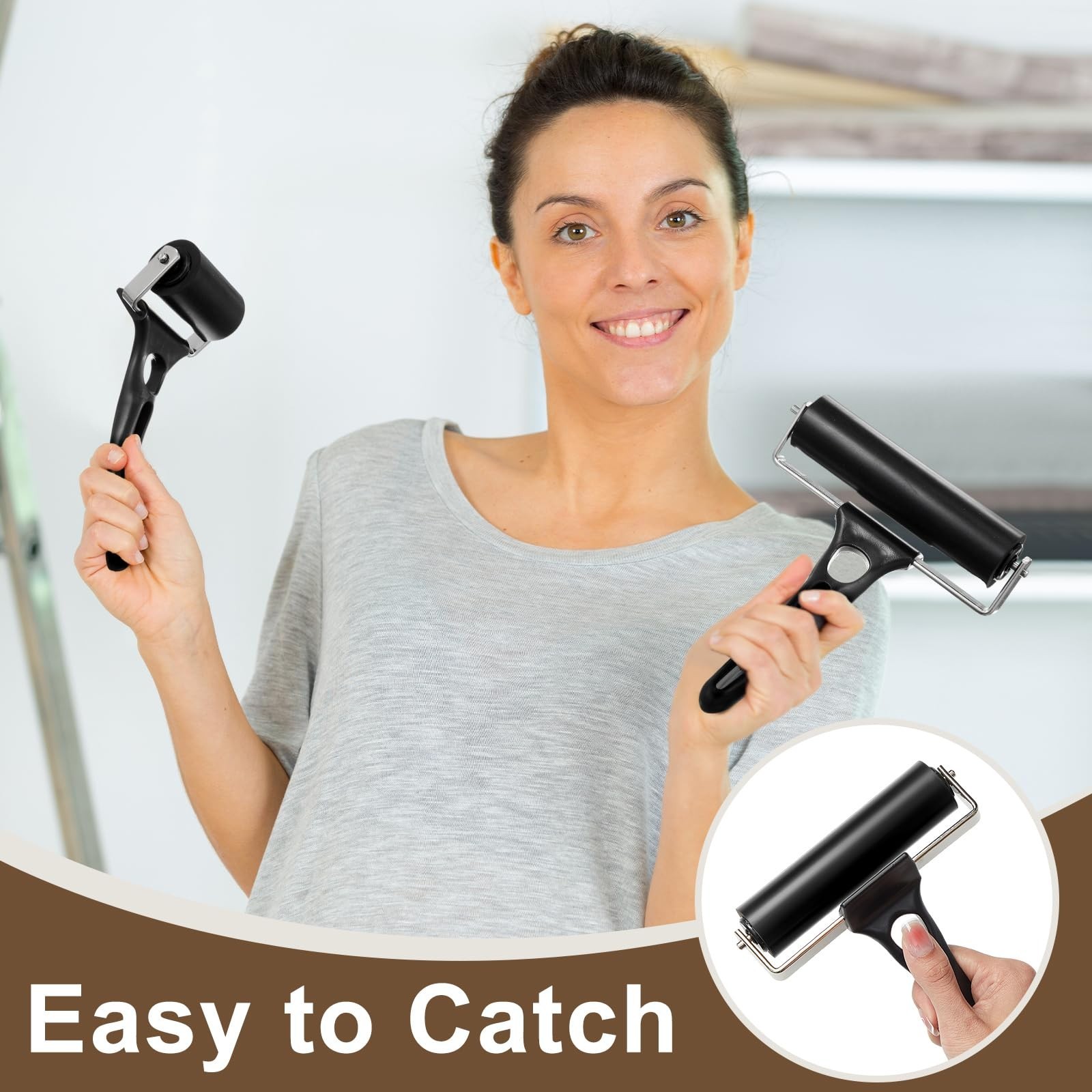 6 Pack 4.7" Rubber Brayer Rollers for Printmaking, Ink Application & Crafting