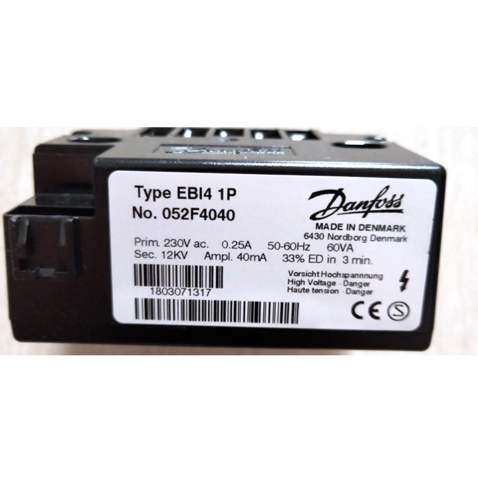 DANFOSS EBI 052F4040 Ignition Transformer New