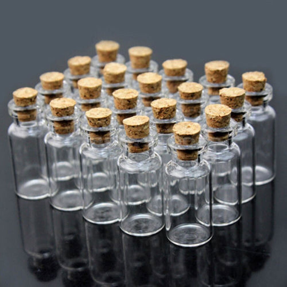 100pcs 0.5ml Clear Mini Glass Bottles Empty Tiny Small Vials Jar w/ Cork Stopper