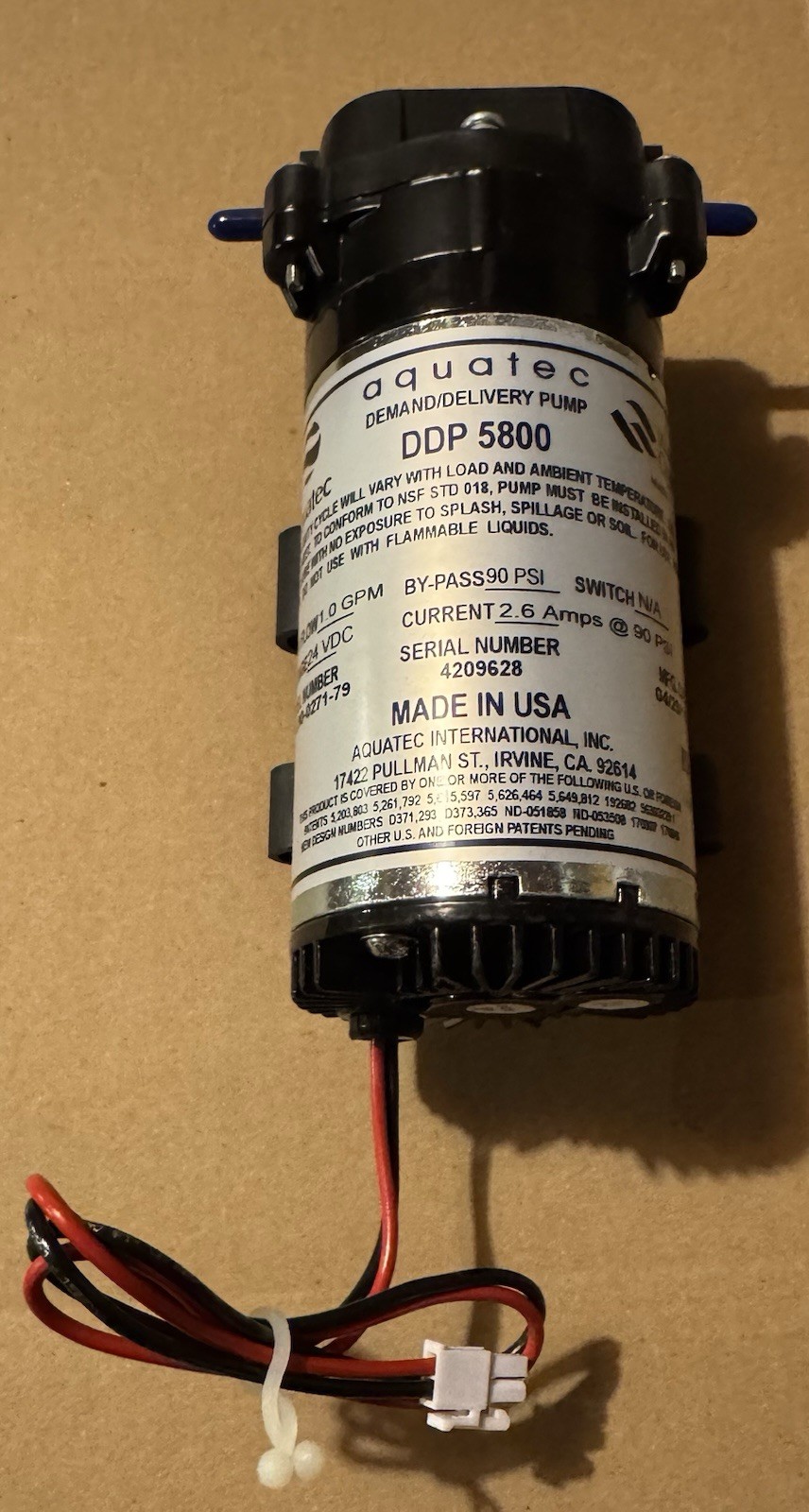 New 58-PL90-0271-79 Aquatec DDP 5800 24VDC 1.0GPM 90PSI 2.6AMP DEMAND PUMP