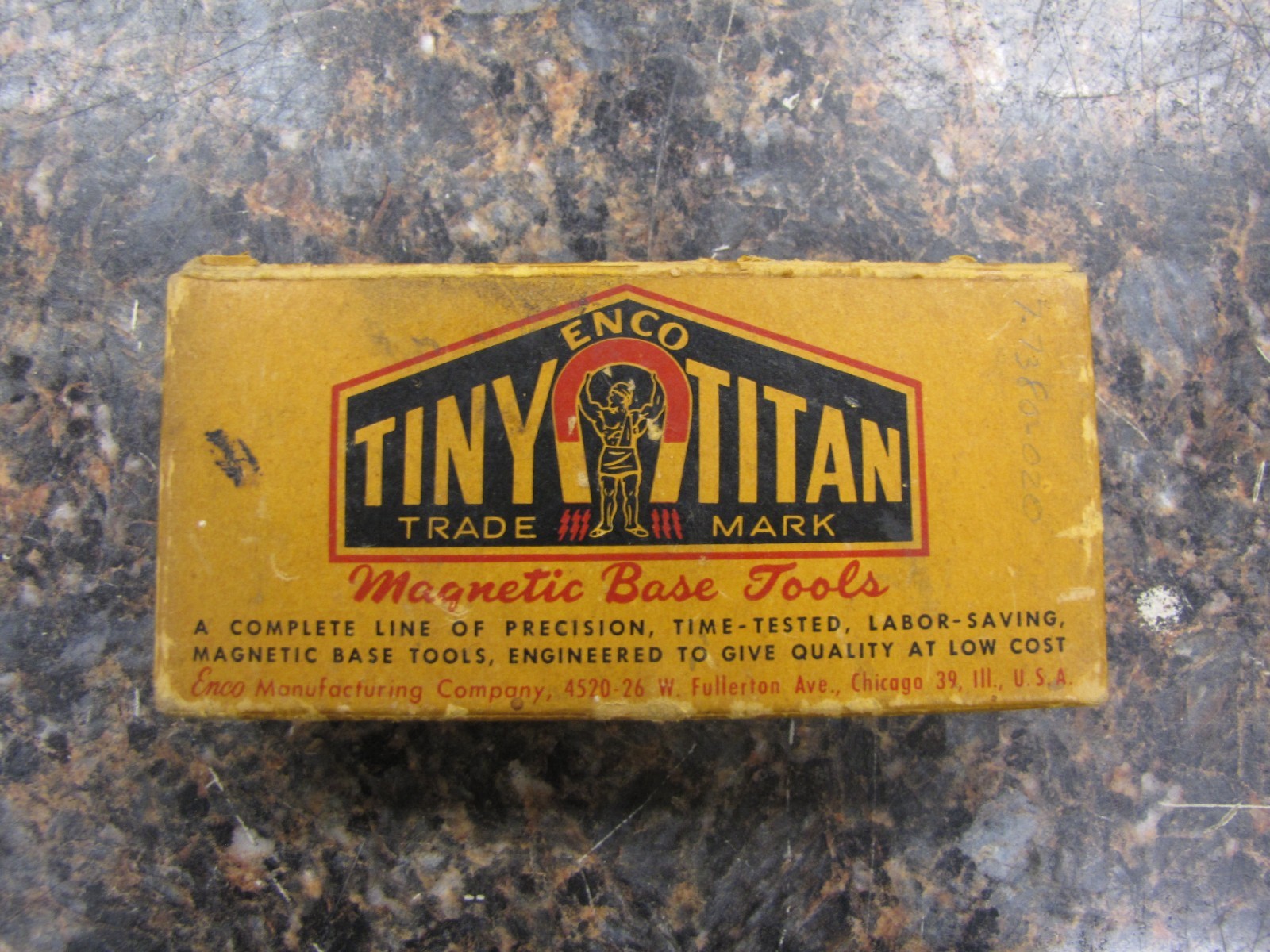 Vintage ENCO Tiny Titan YELLOW Magnetic Base Indicator Holder Tools #100- ND38