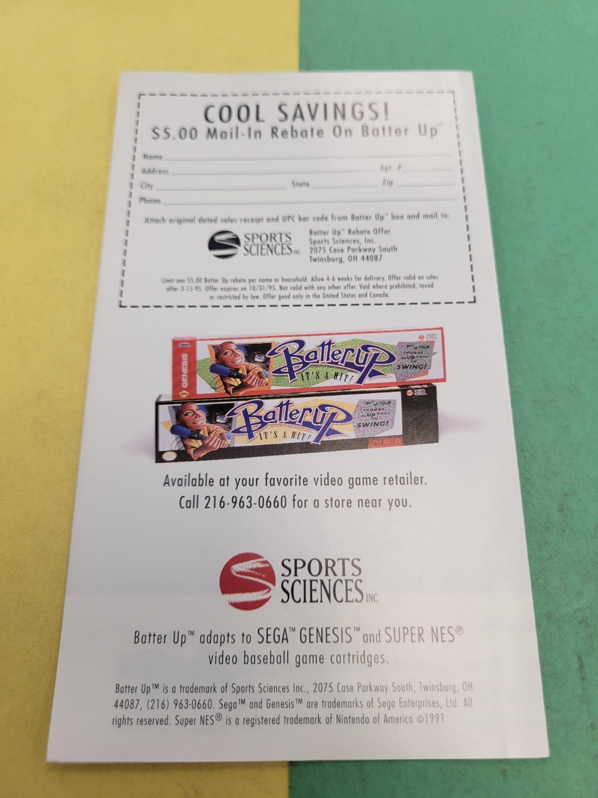 sega genesis Batter Up Insert