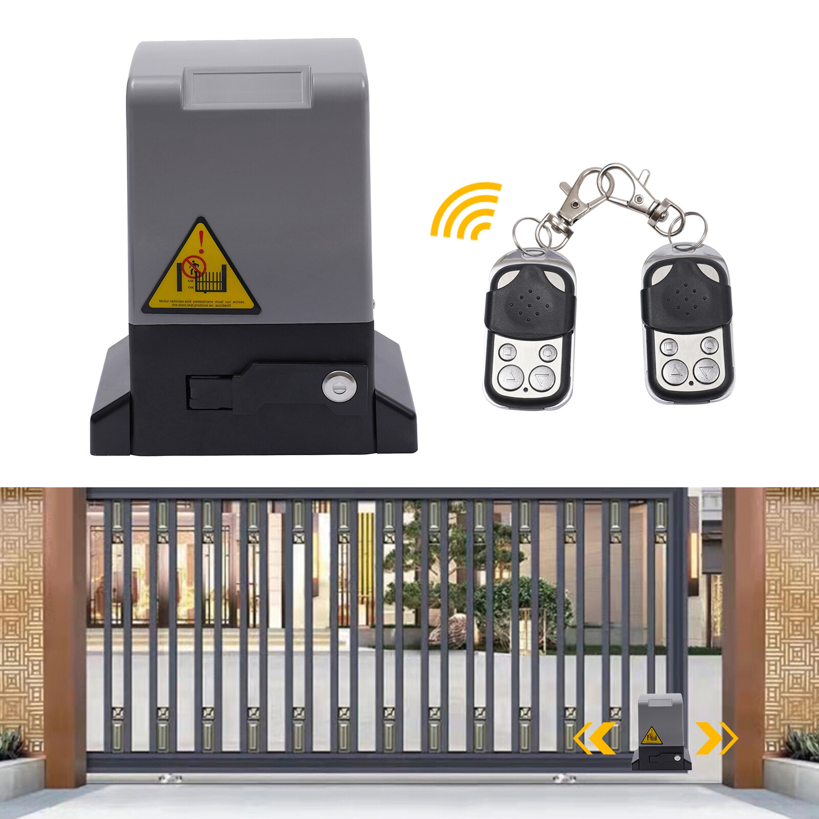 Automatic Sliding Gate Opener Rack Driven with 2 Remotes & Complete Kit 3968LBS