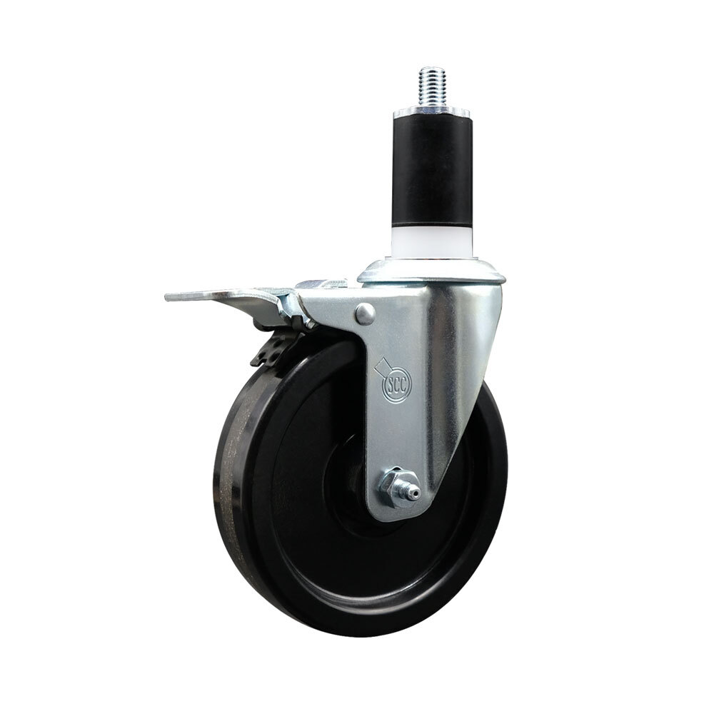 5 Inch SS Phenolic Swivel 1-1/2 Inch Expanding Stem Caster Total Lock Brake SCC