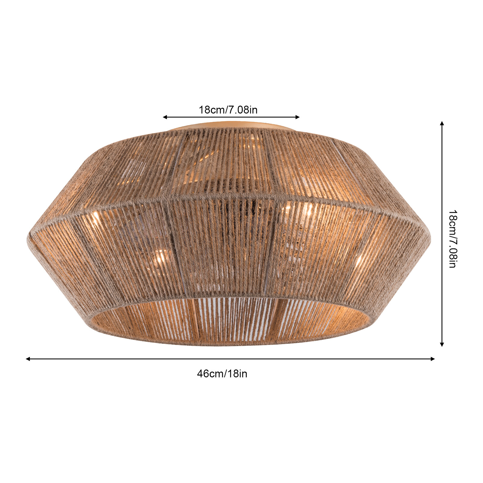 Boho Ceiling Fan Rattan Caged Flush Mount Fan Light +Remote Control Ceiling Fan