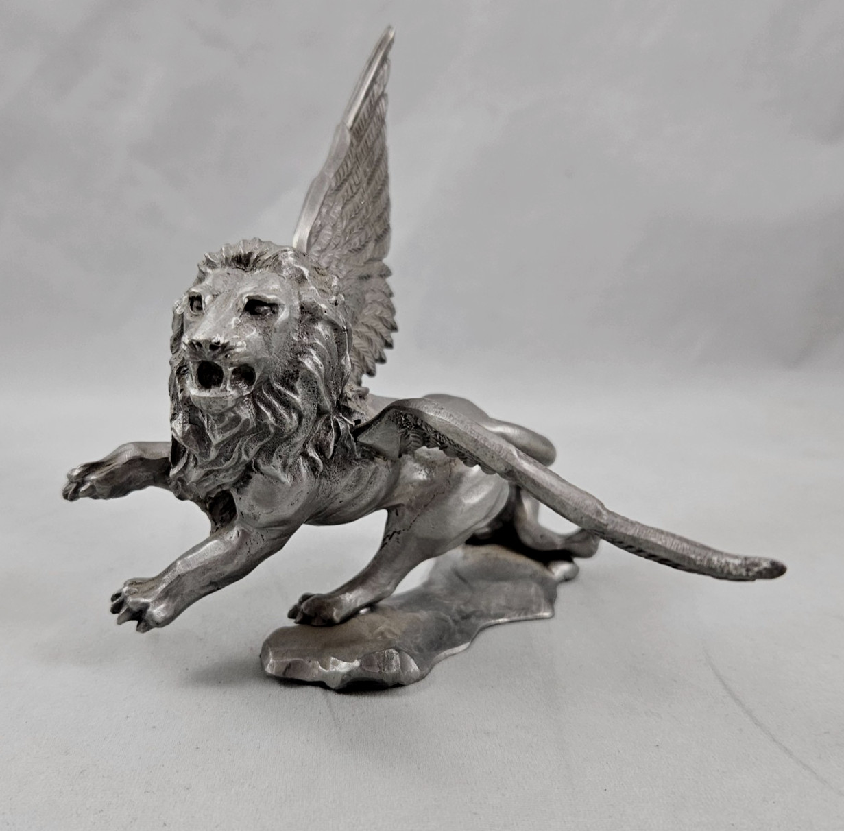 Rawcliffe Pewter Winged Lion of Saint Mark Mythical Figure Signed Vintage 1982