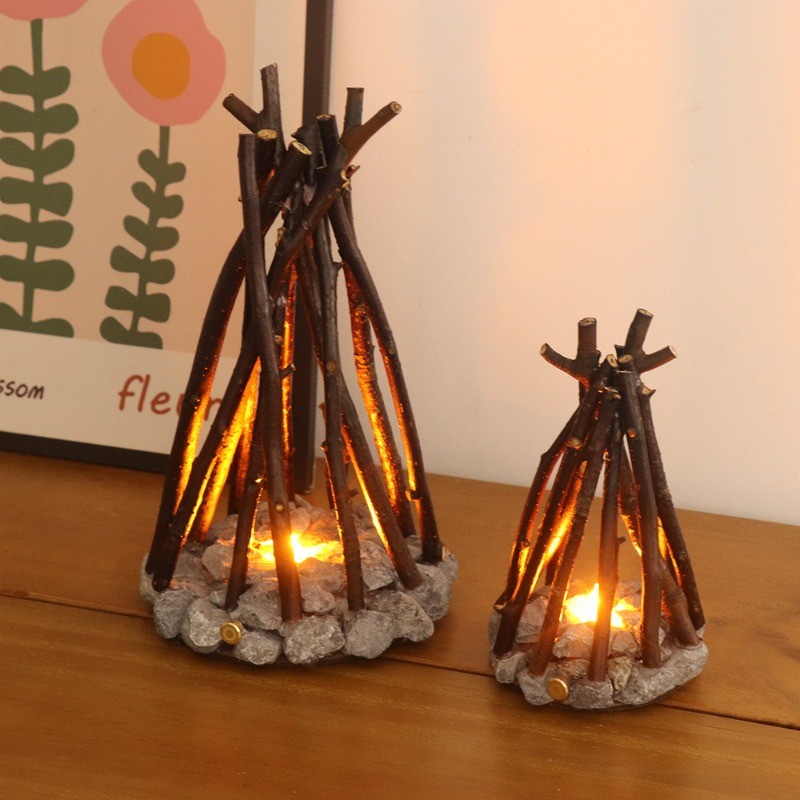 Creative Retro LED Campfire Lamp Handmade Branch Home Decor Night Light Gift