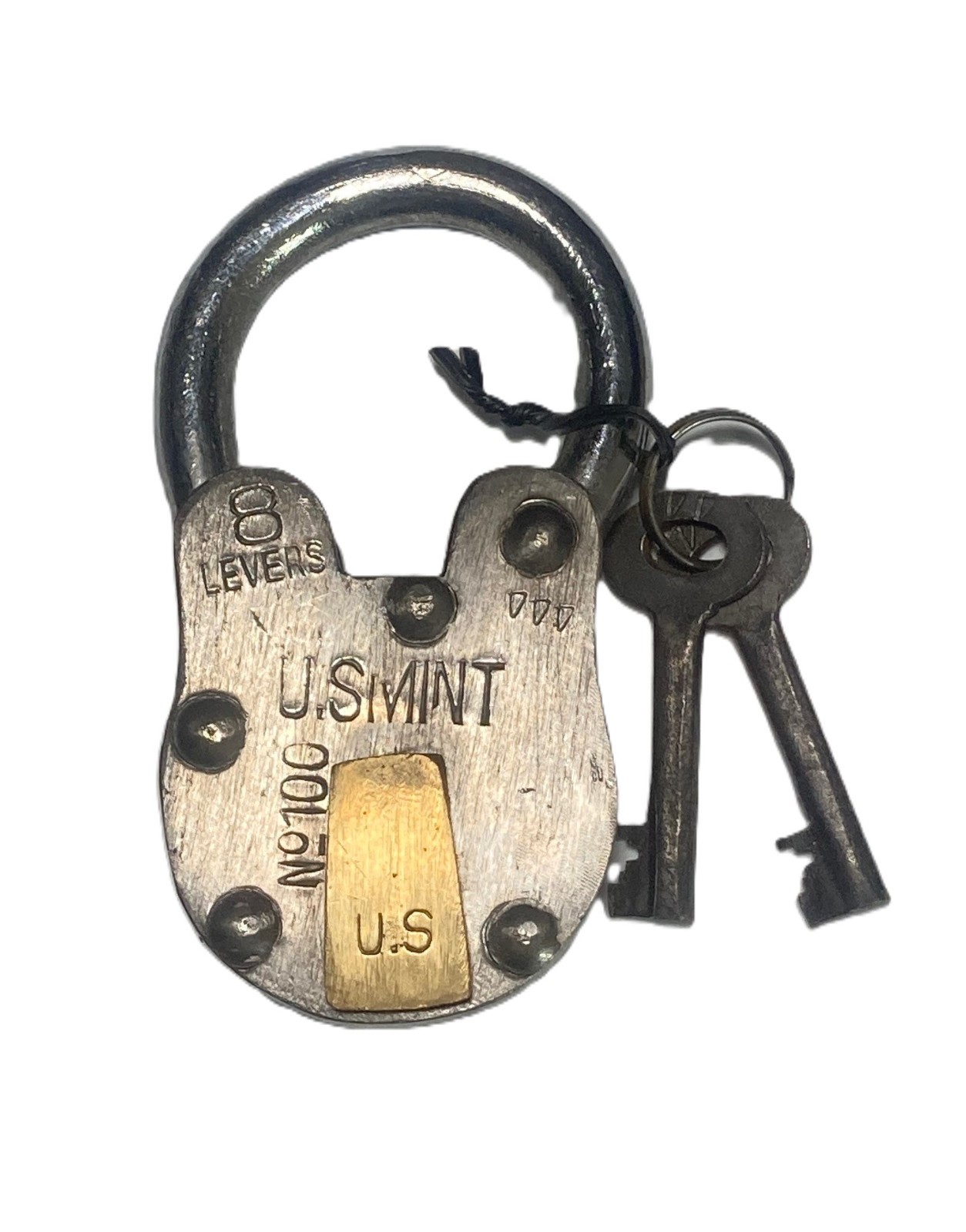 U.S. Mint Iron Padlock With 2 Skeleton Key Heavy Duty