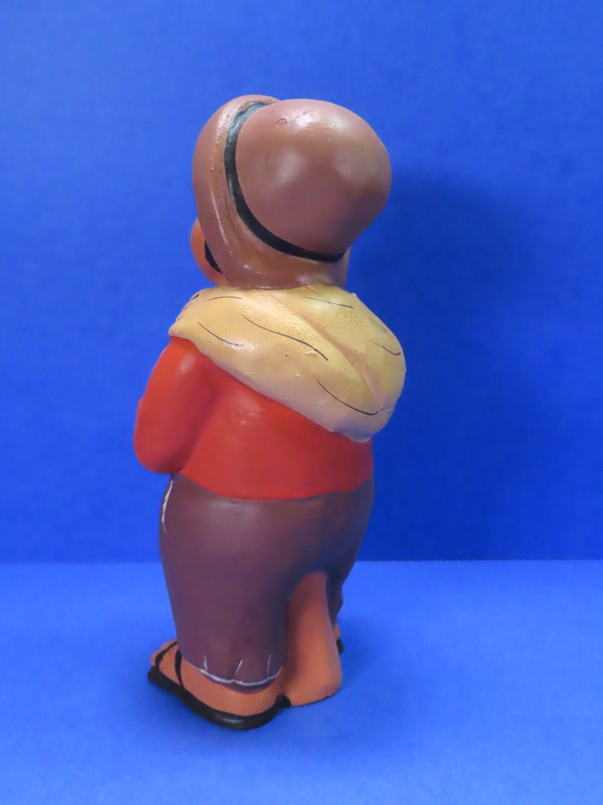 Vintage Hand Painted Peruvian Clay Figurine 7" Tall