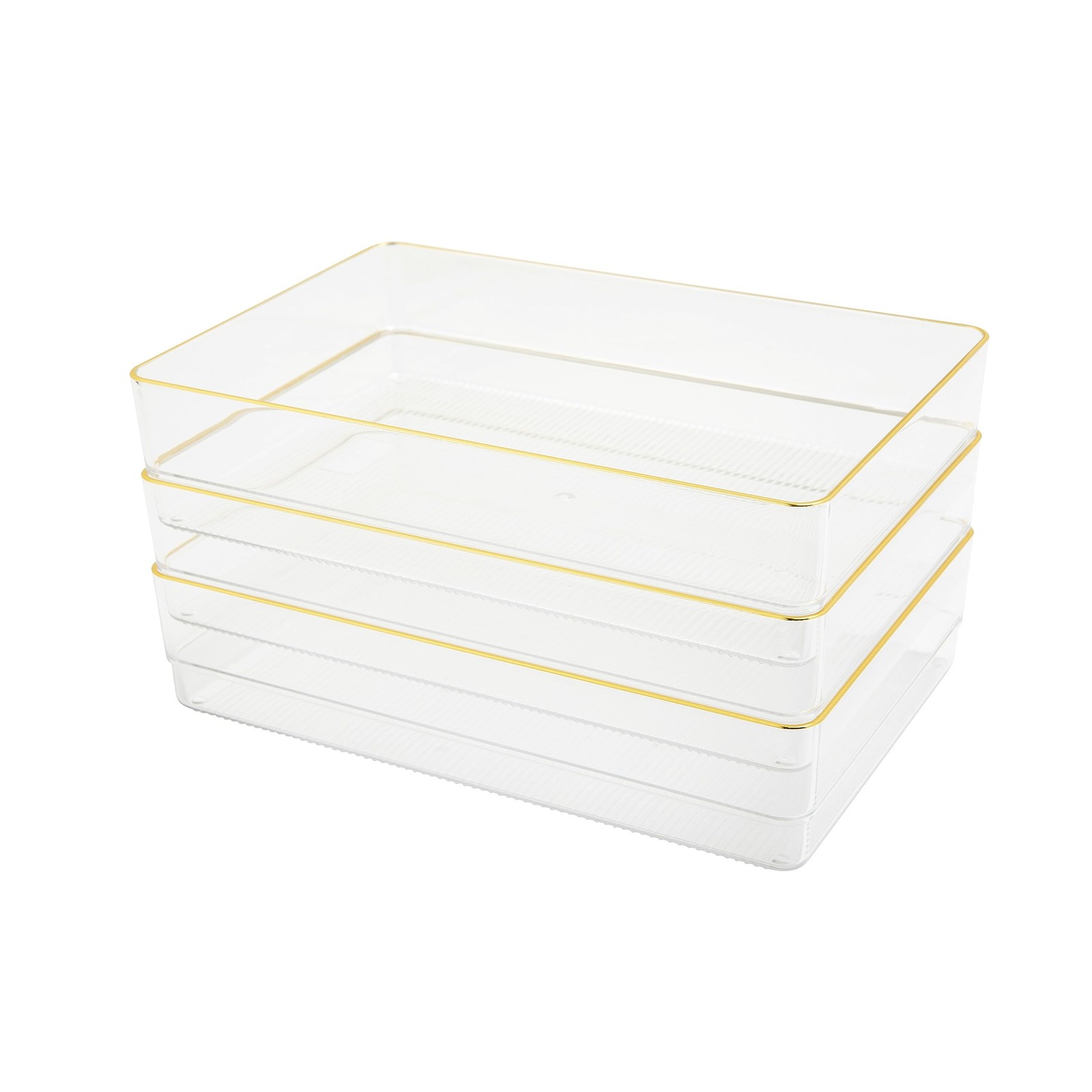 Kerry Plastic Stackable Office Desk Drawer Organizers, 9" x 6", 3 Pack, with ...