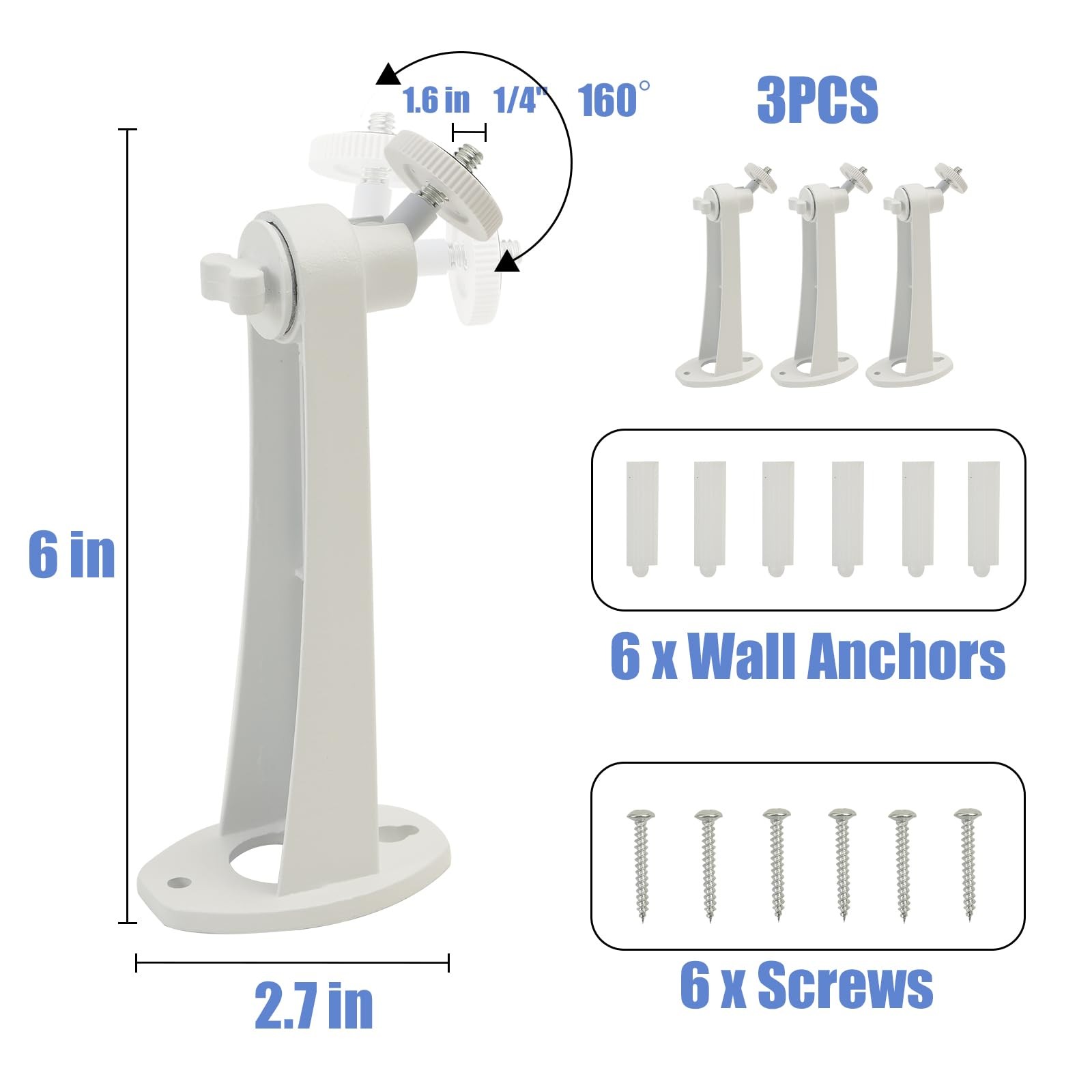 Camera Mount 3PCS 6.1 in Long for eufyCam 2C/2C Pro, S220/C210 - 360° Adjustable