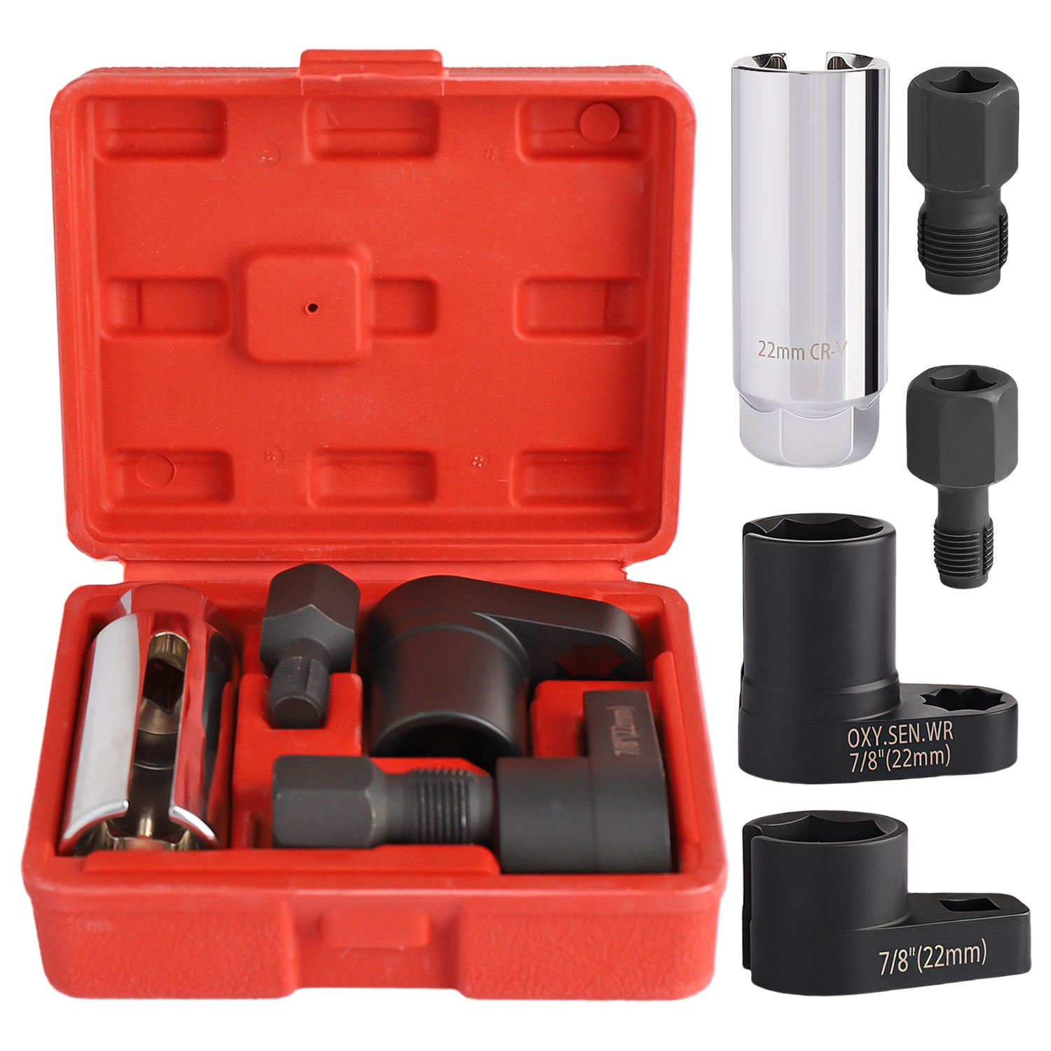 5PCS Offset O2 Oxygen Sensor Socket Set Automotive 02 Sensor Wrench Remover Tool