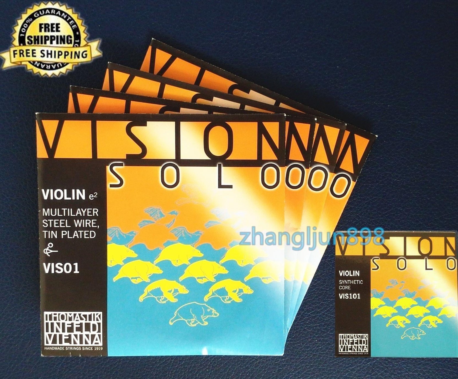 Thomastik Vision Solo VIS101 Set 4/4 Violin Strings Med Silver-D Made in Austria