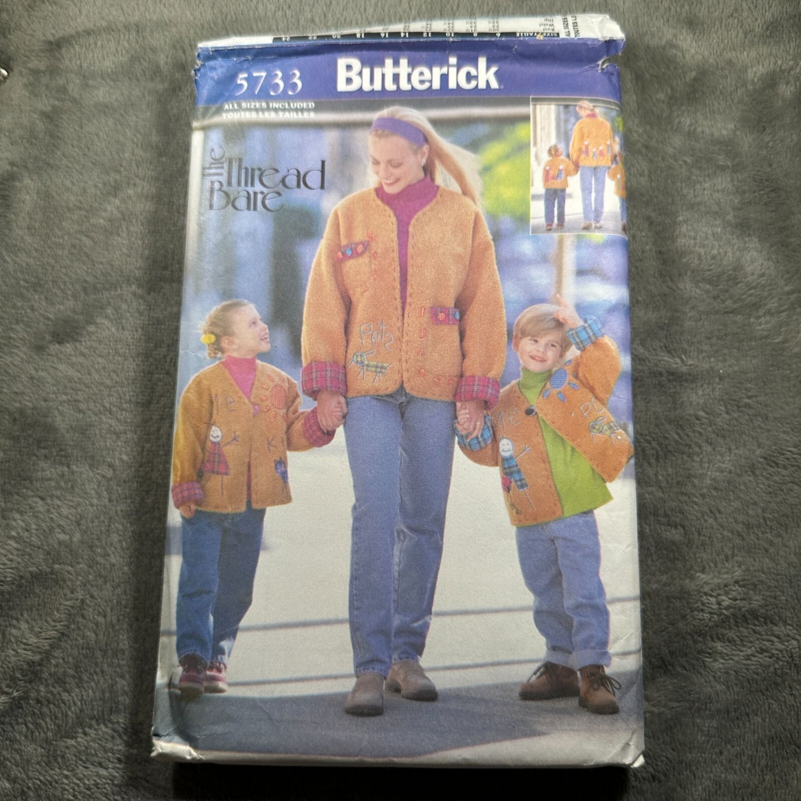 Butterick 5733 Sewing Pattern All Sizes My Family & Me Jacket Miss Children 90s