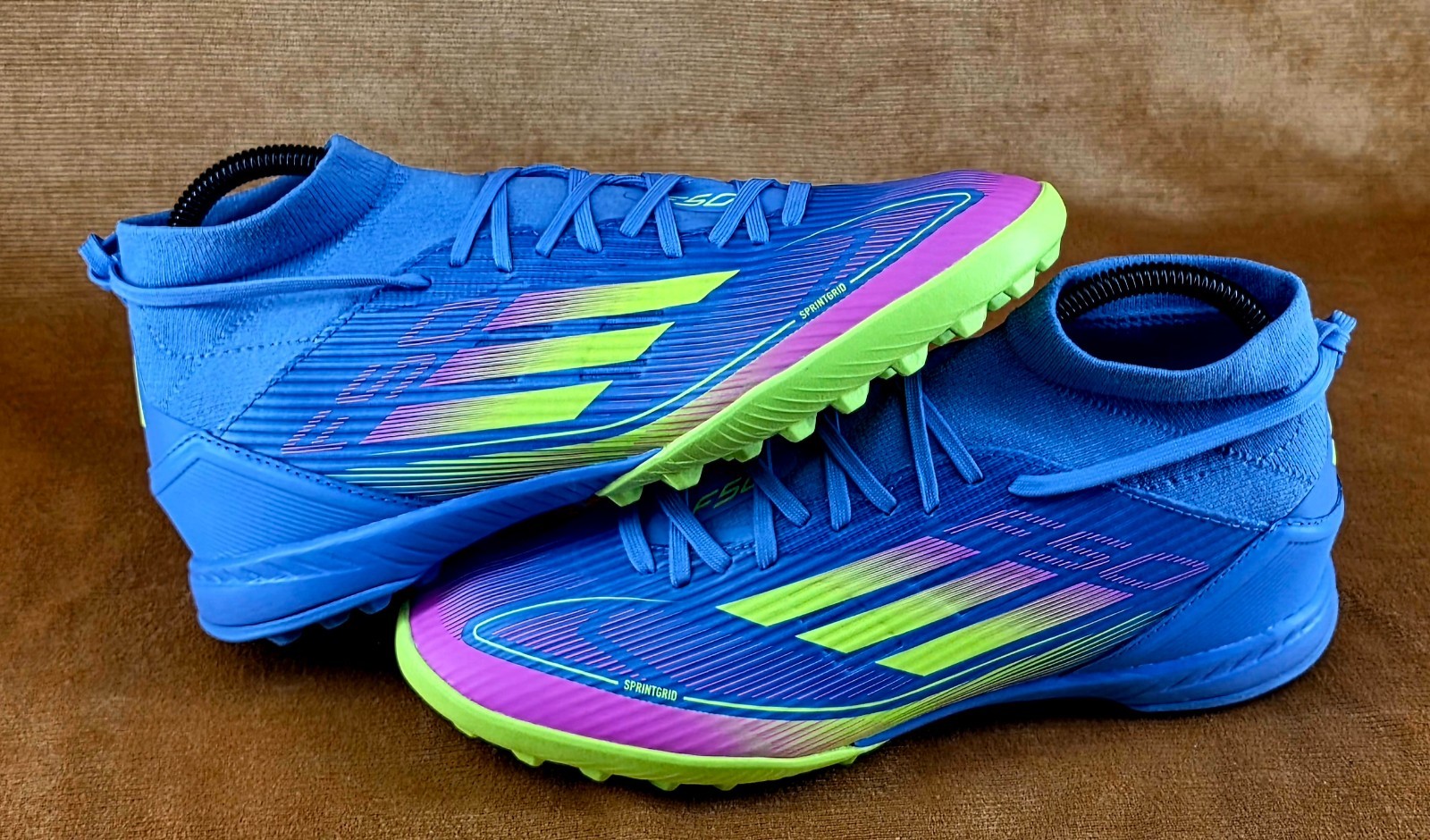 Adidas F50 League Mid Turf Soccer Shoes Blue Volt Women Size 8 Cleats