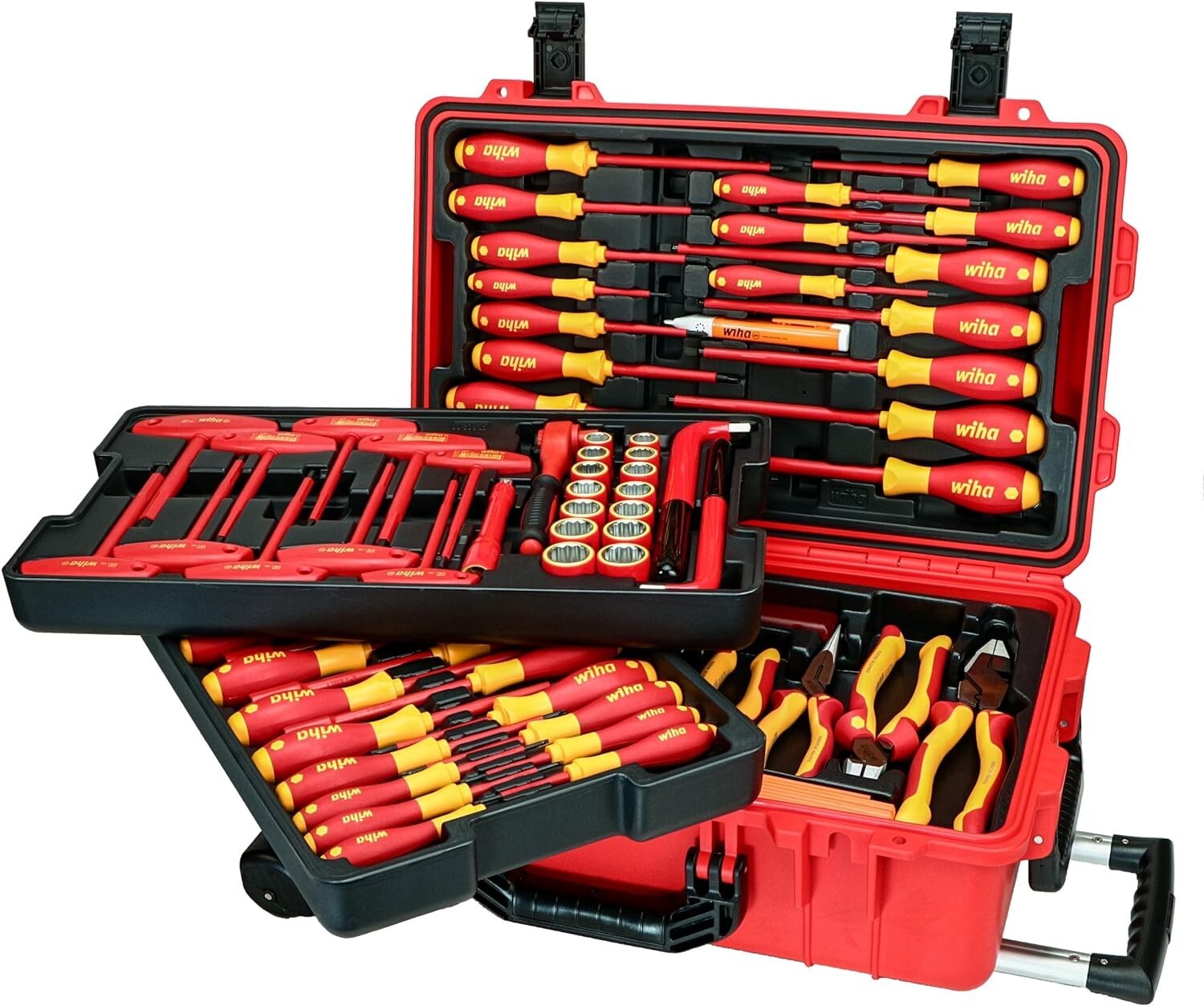 Wiha 32800 80 Piece Master Electrician's Insulated Tools Set In Rolling Hard Cas