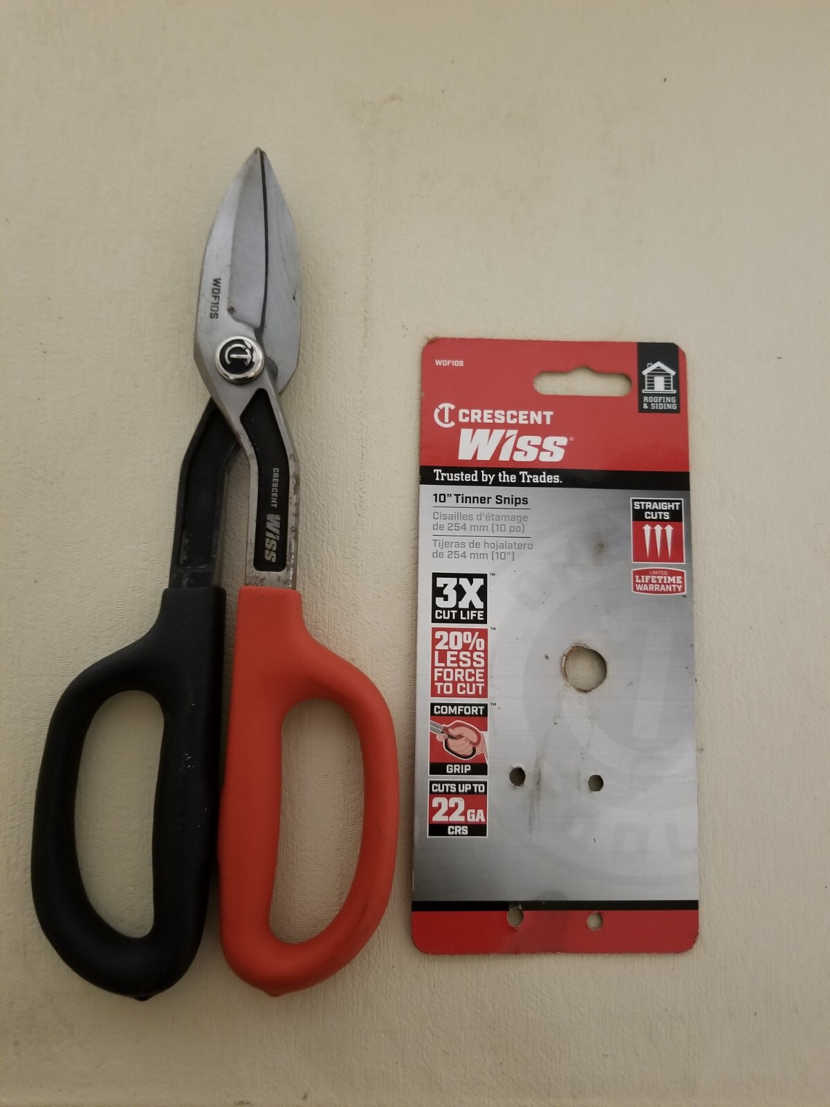 Crescent WISS WDF10S 10" Straight Pattern TIN Snips, Cuts up to 22 GA
