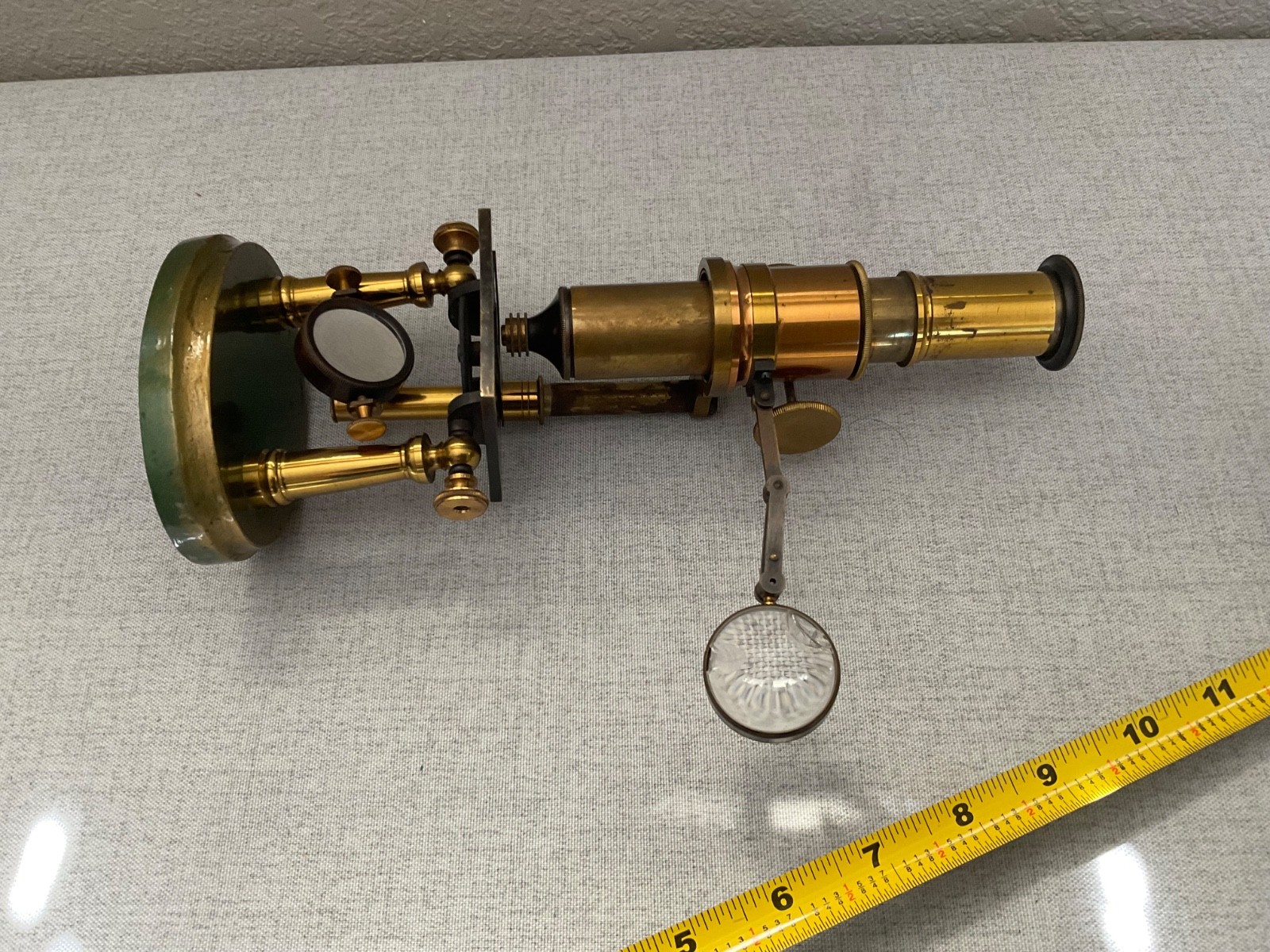 Old Antique brass Microscope with wood box