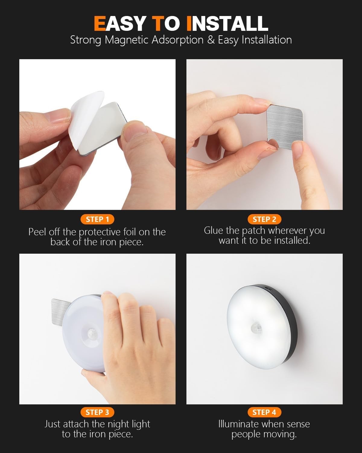 Led Induction Night Light 2 Magnetic Lamp Infrared Motion Sensor AU