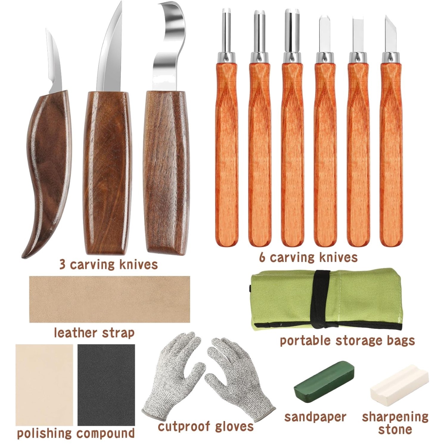 17-Piece Wood Carving Kit for DIY Sculpture - Ultimate Set