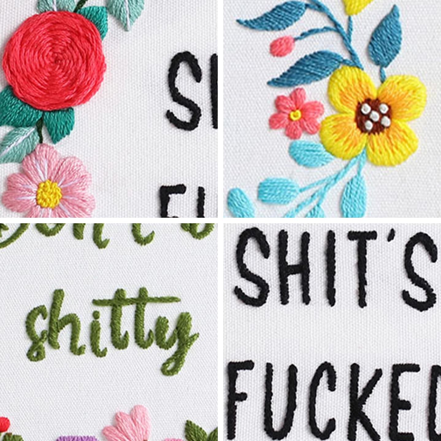 Louise Maelys 3 Sets Funny Embroidery Kits for 22 cm x 23 x 4 cm, kit-12