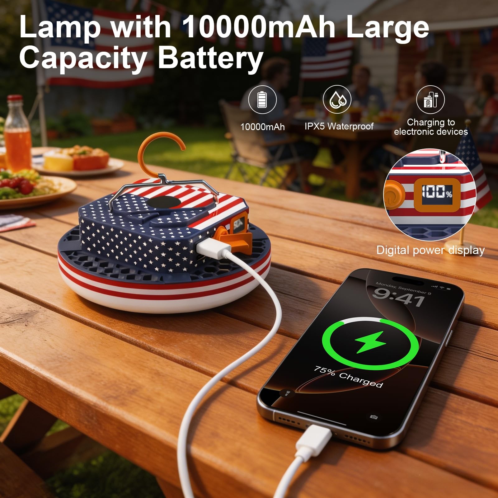 10000mAh Rechargeable LED Camping Light Lantern Flashlight, 4000LM 30W Portab...