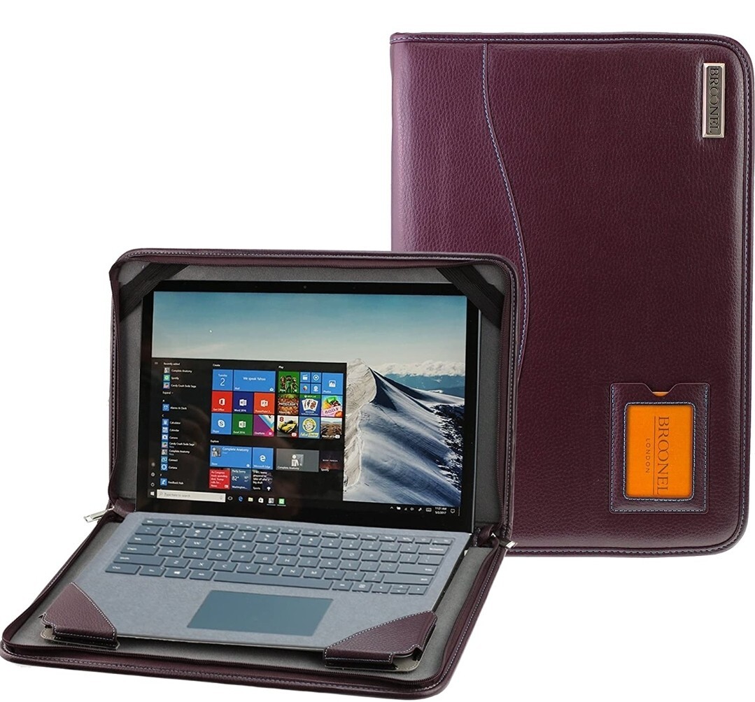 Broonel Contour Series Burgundy Leather Heavy Duty Zipped Case Laptop 16" NEW